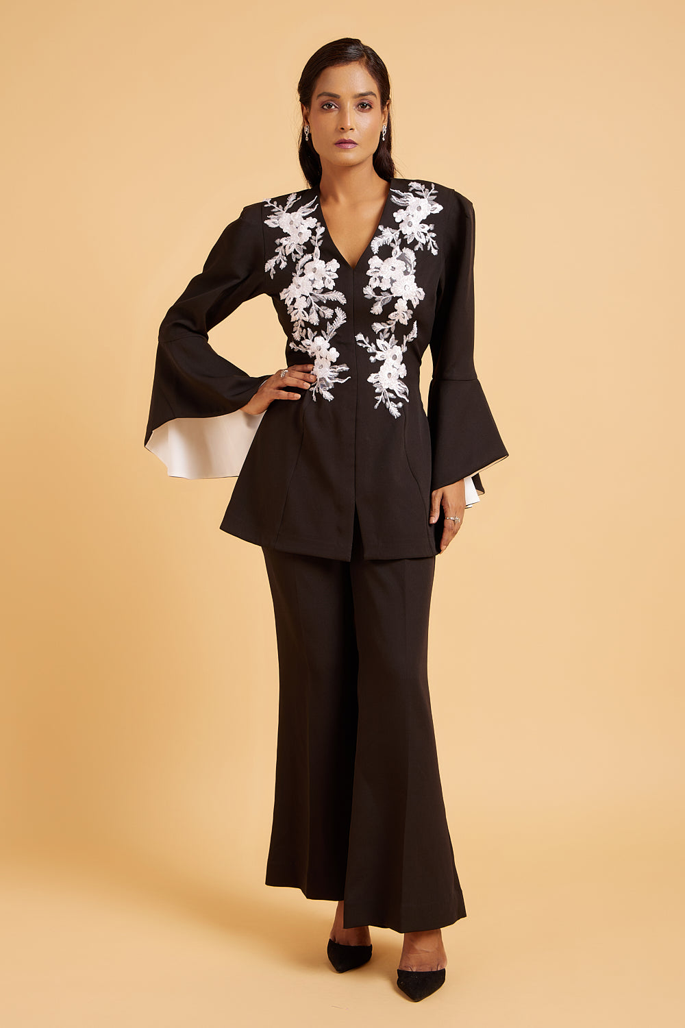 Black and White embroidered Co ord set