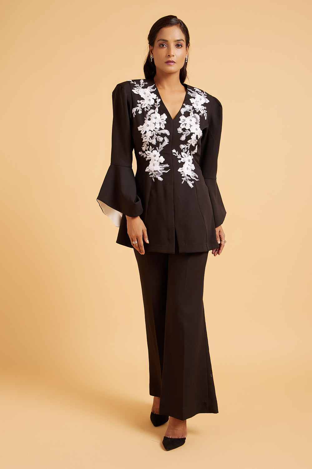 Black and White embroidered Co ord set