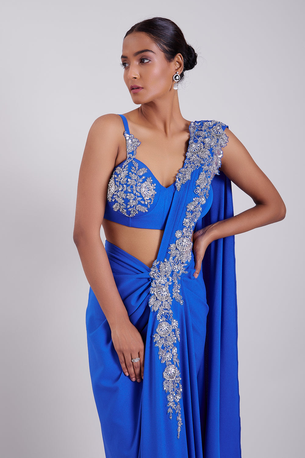 Moroccan Blue Drape Saree