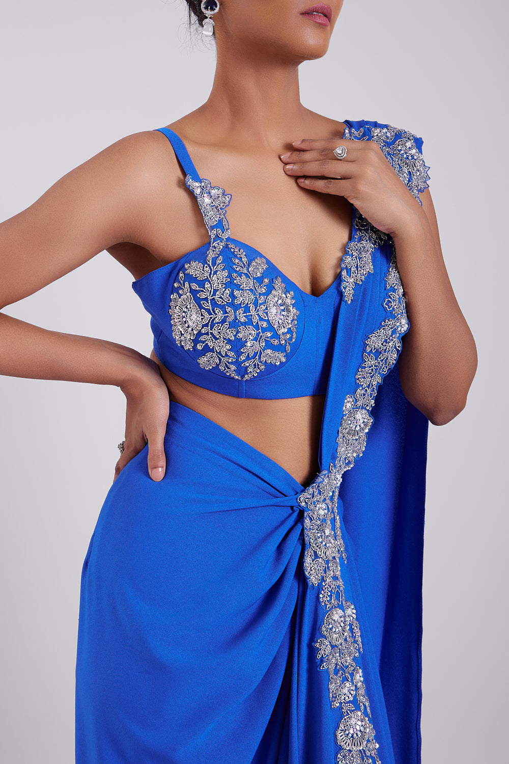 Moroccan Blue Drape Saree