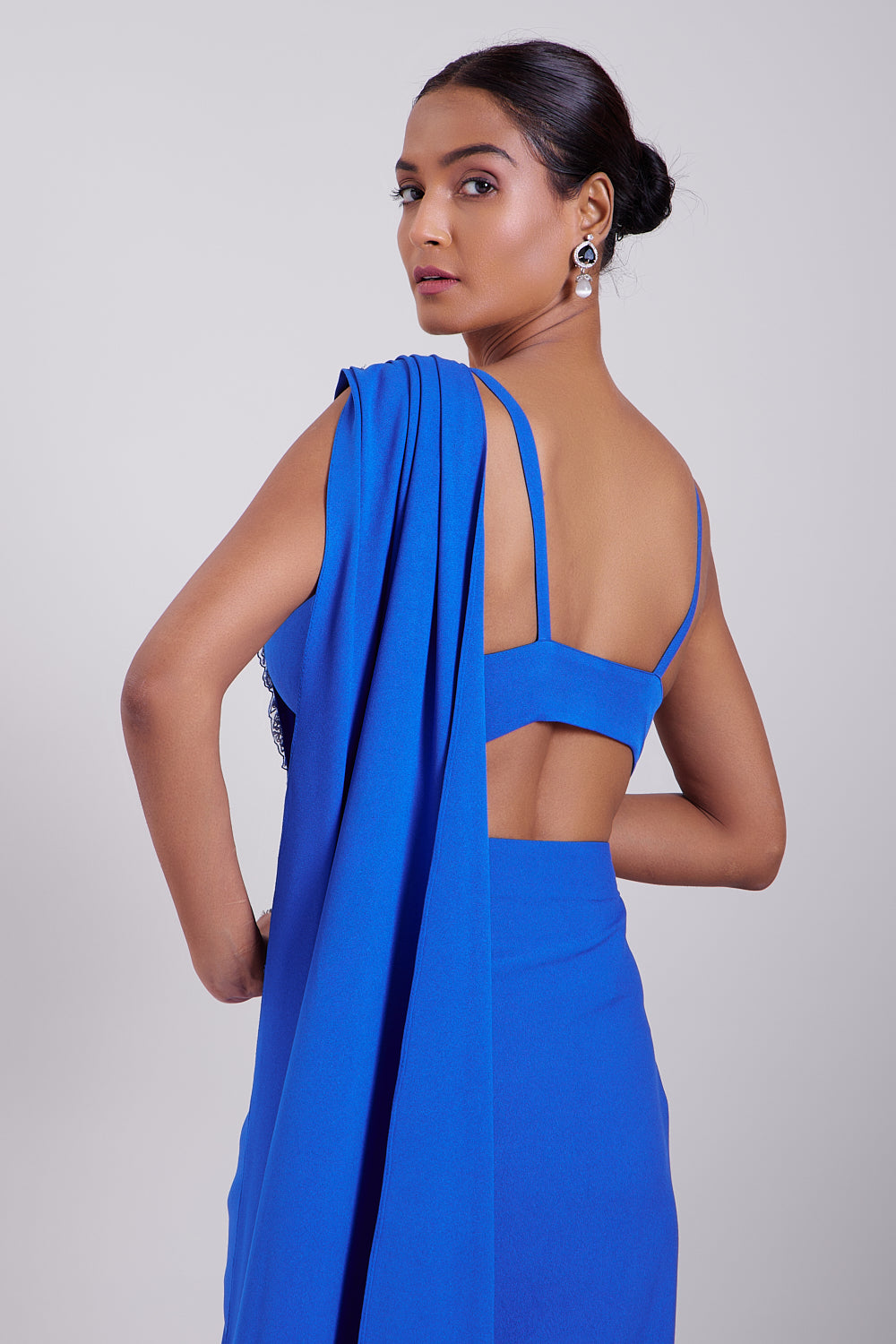 Moroccan Blue Drape Saree