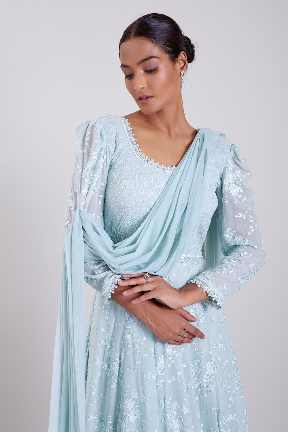 Aqua Drape Dupatta Anarkali