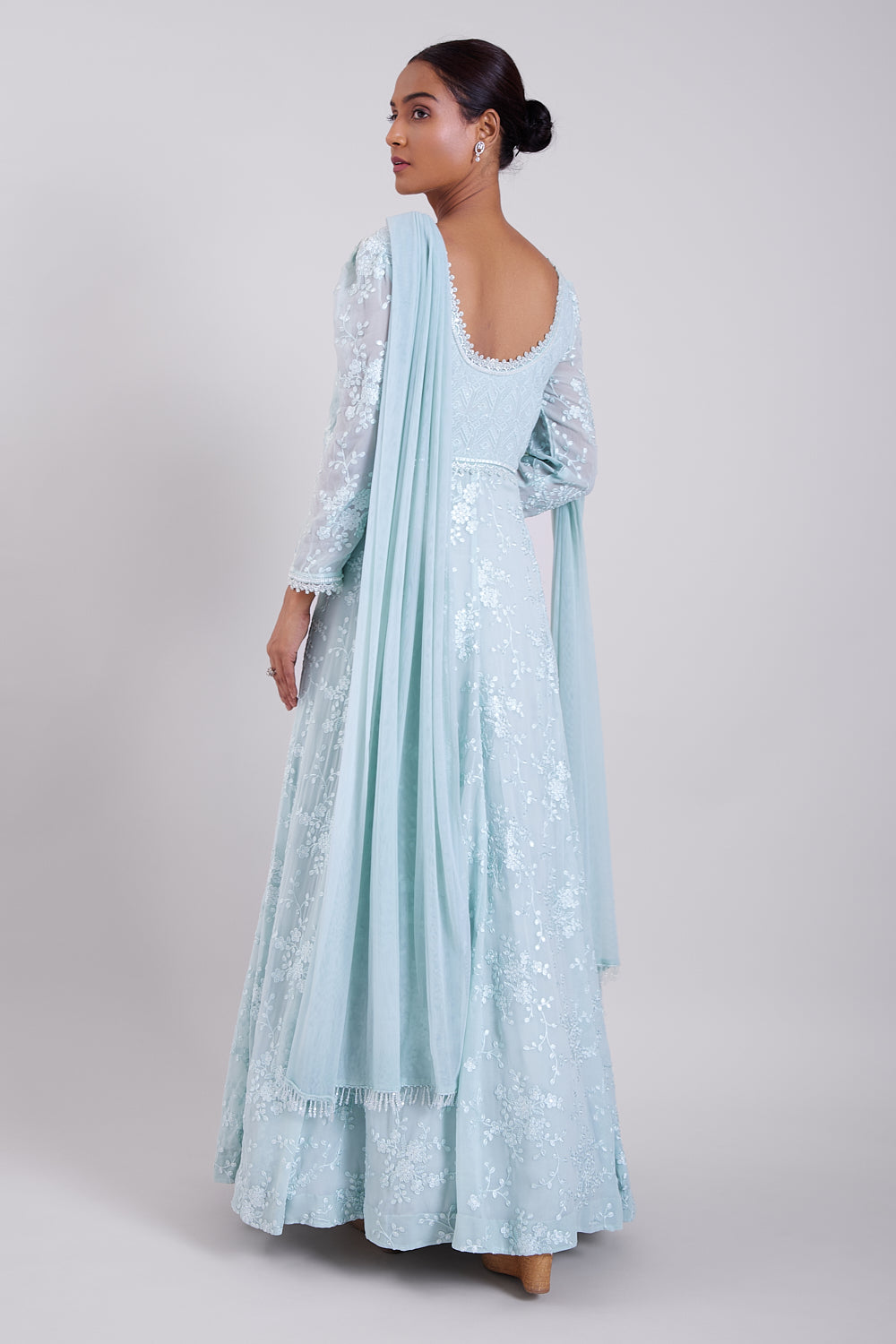 Aqua Drape Dupatta Anarkali