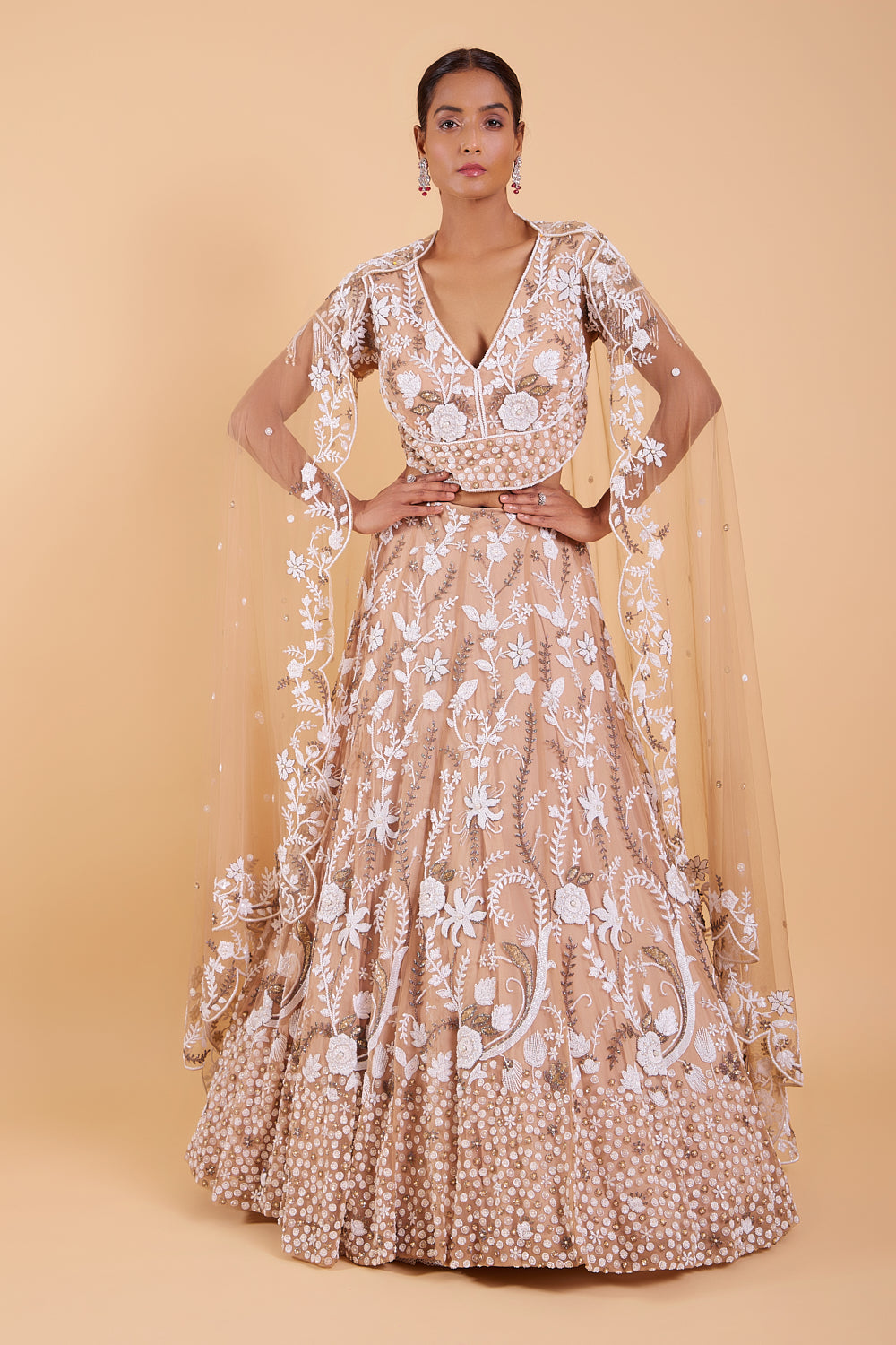 Opulent Pearl Dream Hand Embroidered Lehenga Set