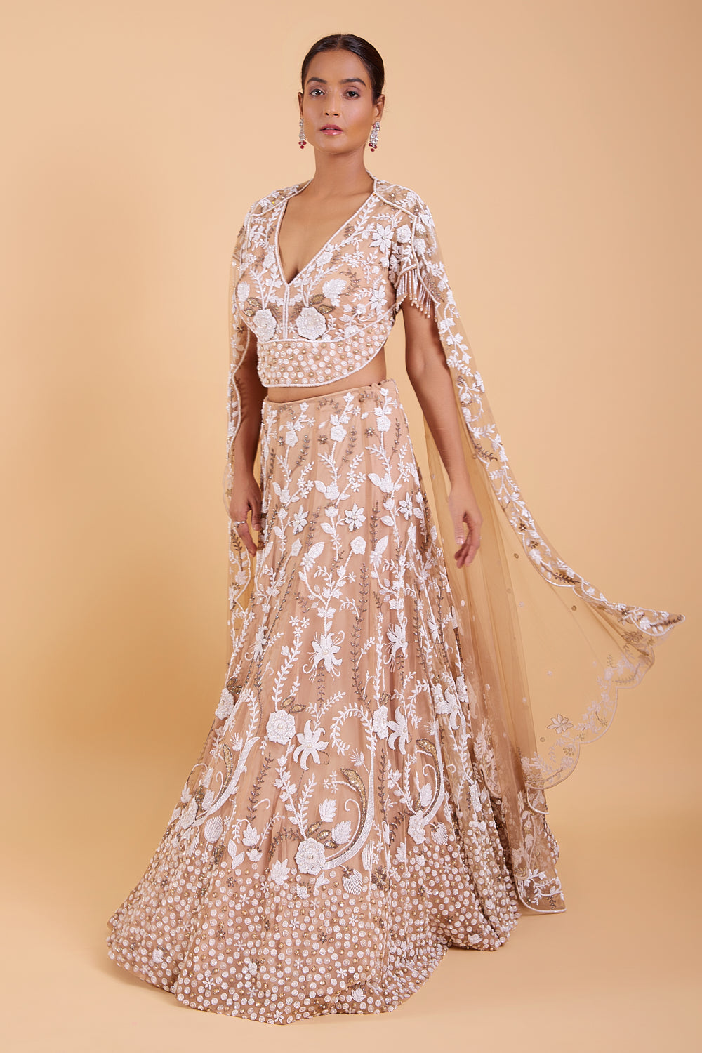 Opulent Pearl Dream Hand Embroidered Lehenga Set