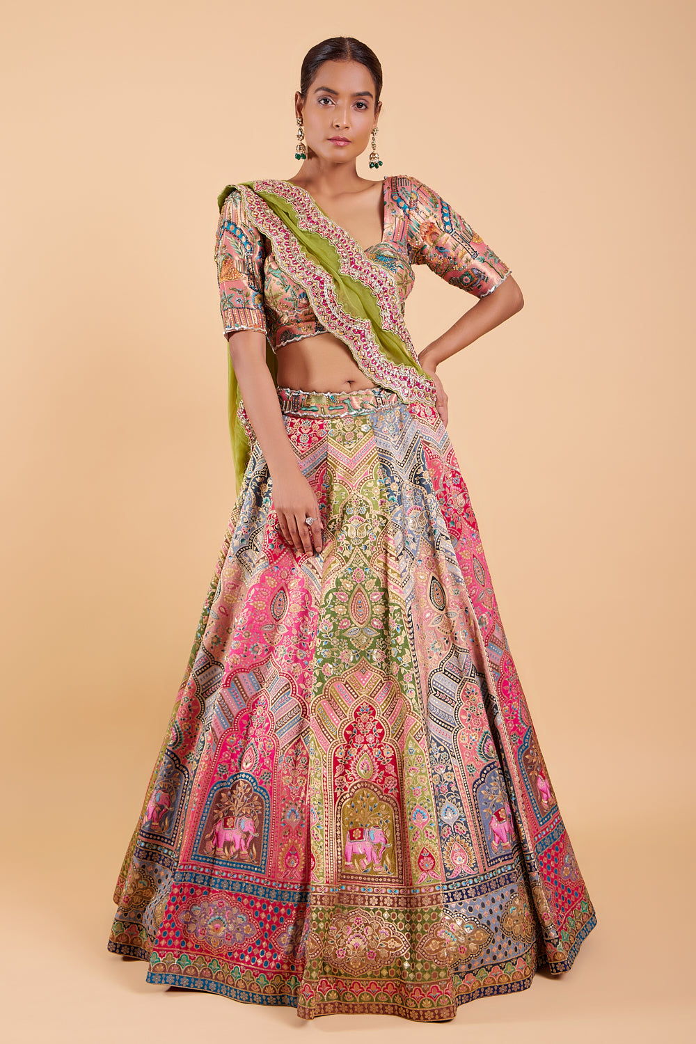 Kaleidoscope Charm Silk Banarasi Lehenga Set