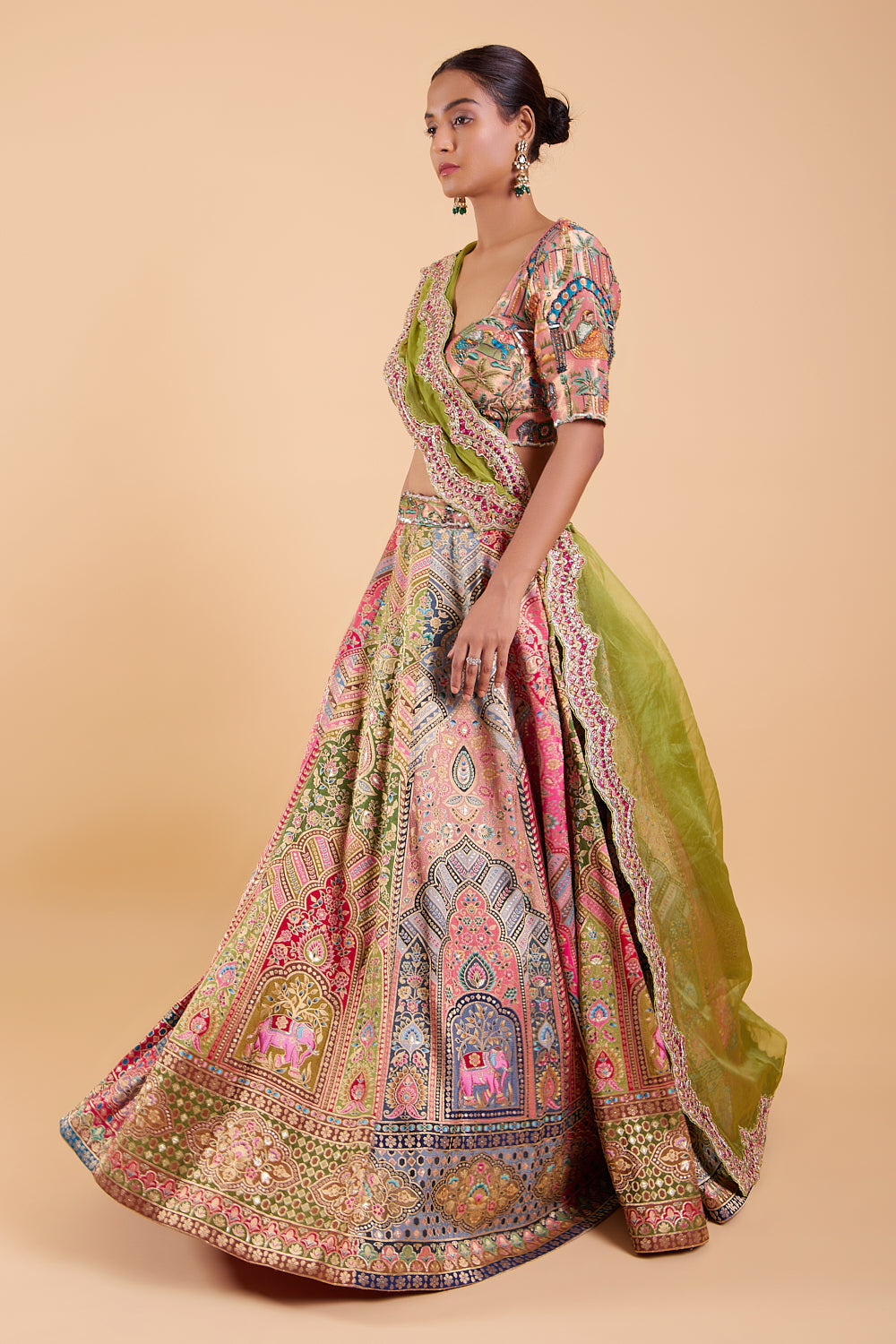 Kaleidoscope Charm Silk Banarasi Lehenga Set