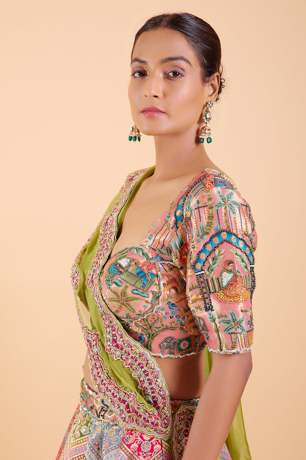 Kaleidoscope Charm Silk Banarasi Lehenga Set