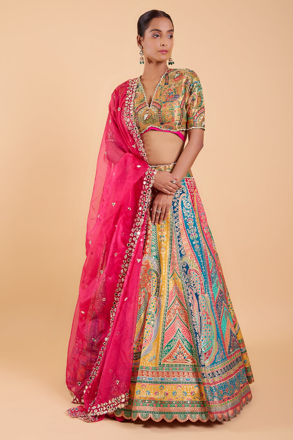 Kaleidoscope Charm Silk Banarasi Lehenga Set