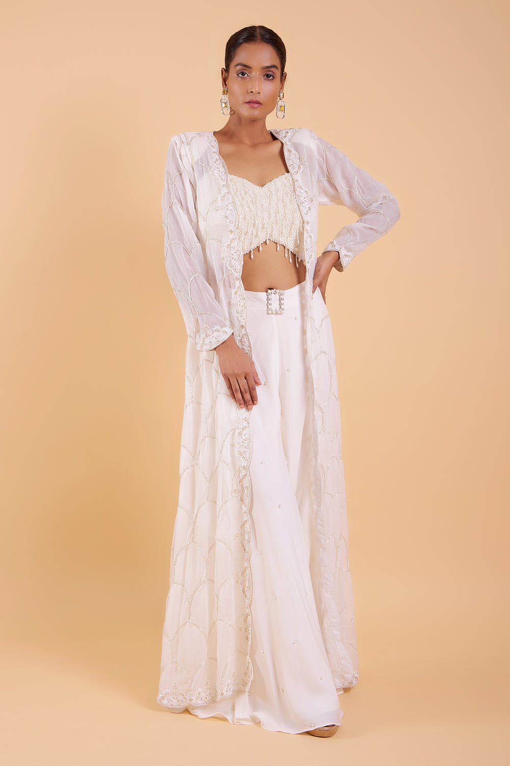 Pearl Radiance Sharara and Cape Set