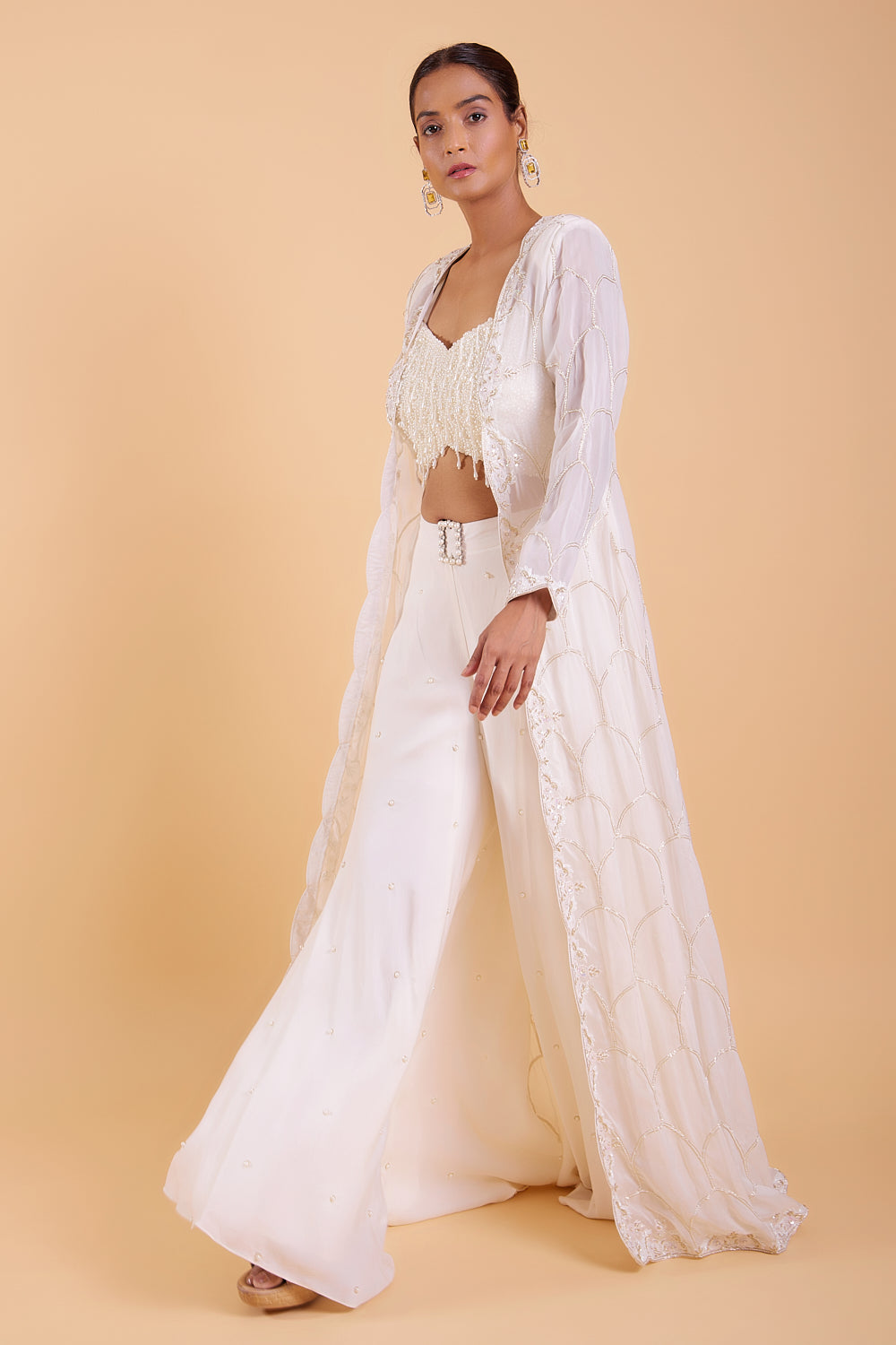 Pearl Radiance Sharara and Cape Set