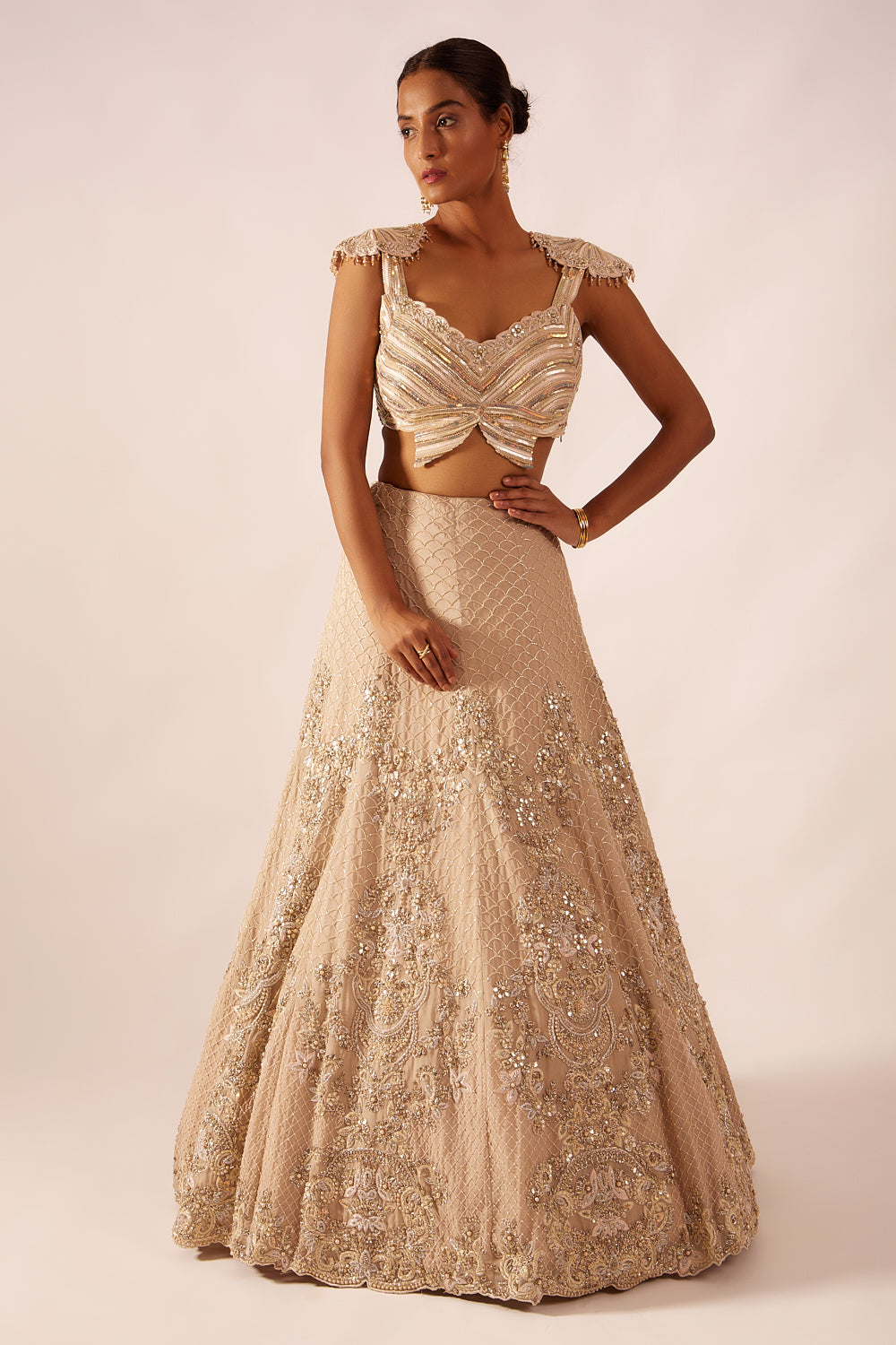 Opulent Gold Hand Embroidered Lehenga Set