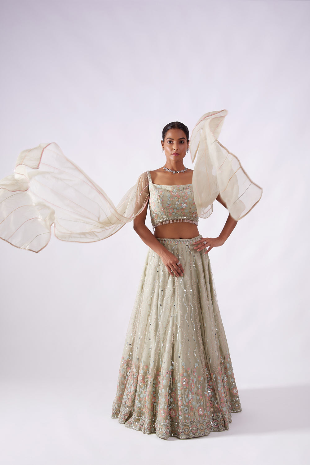 Mint Medley Sequins Lehenga Set