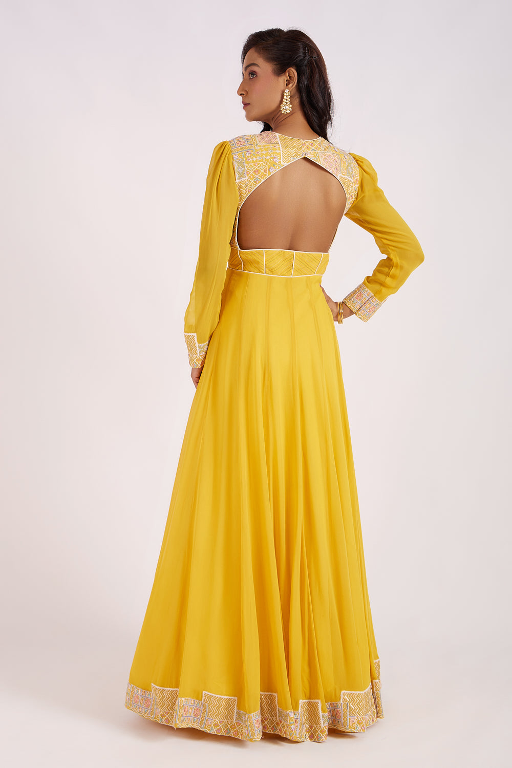 Naples Yellow Embroidered Anarkali Set