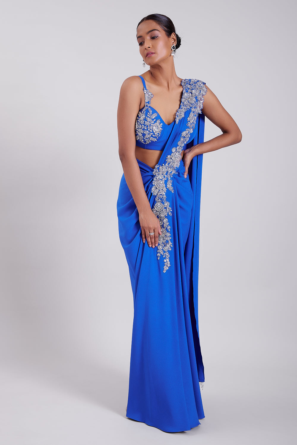 Moroccan Blue Drape Saree