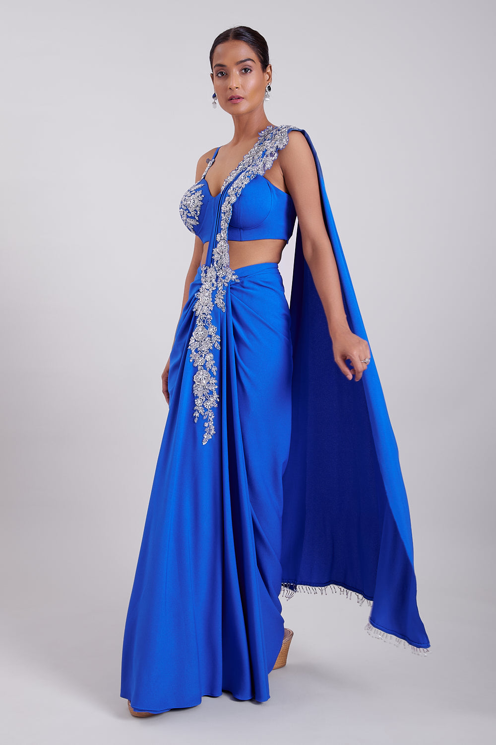 Moroccan Blue Drape Saree